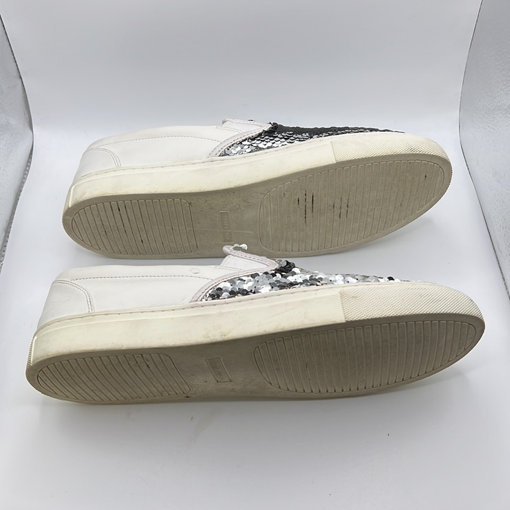 Tory Burch Carter Slip On Sneakers Loafers Shoes Sequins White Black Womens 10 - Picture 16 of 16